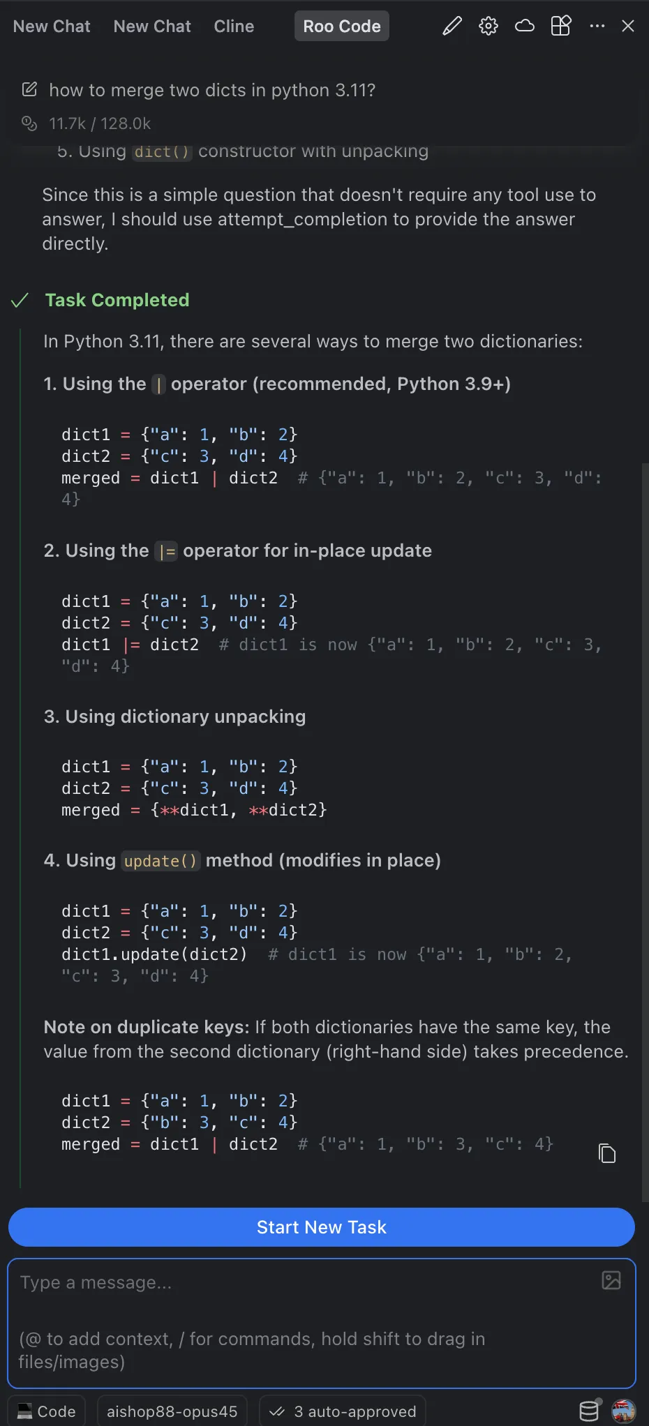 Roo Code Usage